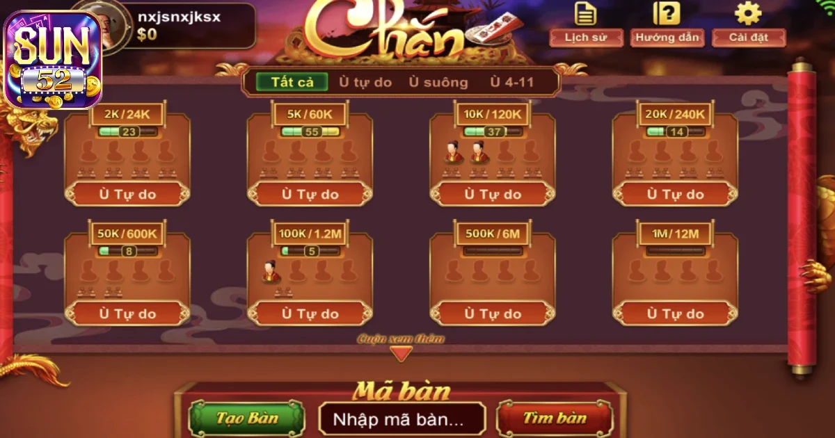 Hướng dẫn c&aacute;ch chơi game b&agrave;i Chắn Sun52 đơn giản
